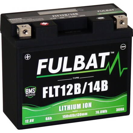 lítiová batéria LiFePO4 FULBAT  12V, 5Ah, 350A, hmotnosť 0,82 kg, 150x66x130 mm nahrádza typy: (CT12B-BS, CT14B-BS, CB16AL-A2) M311-023